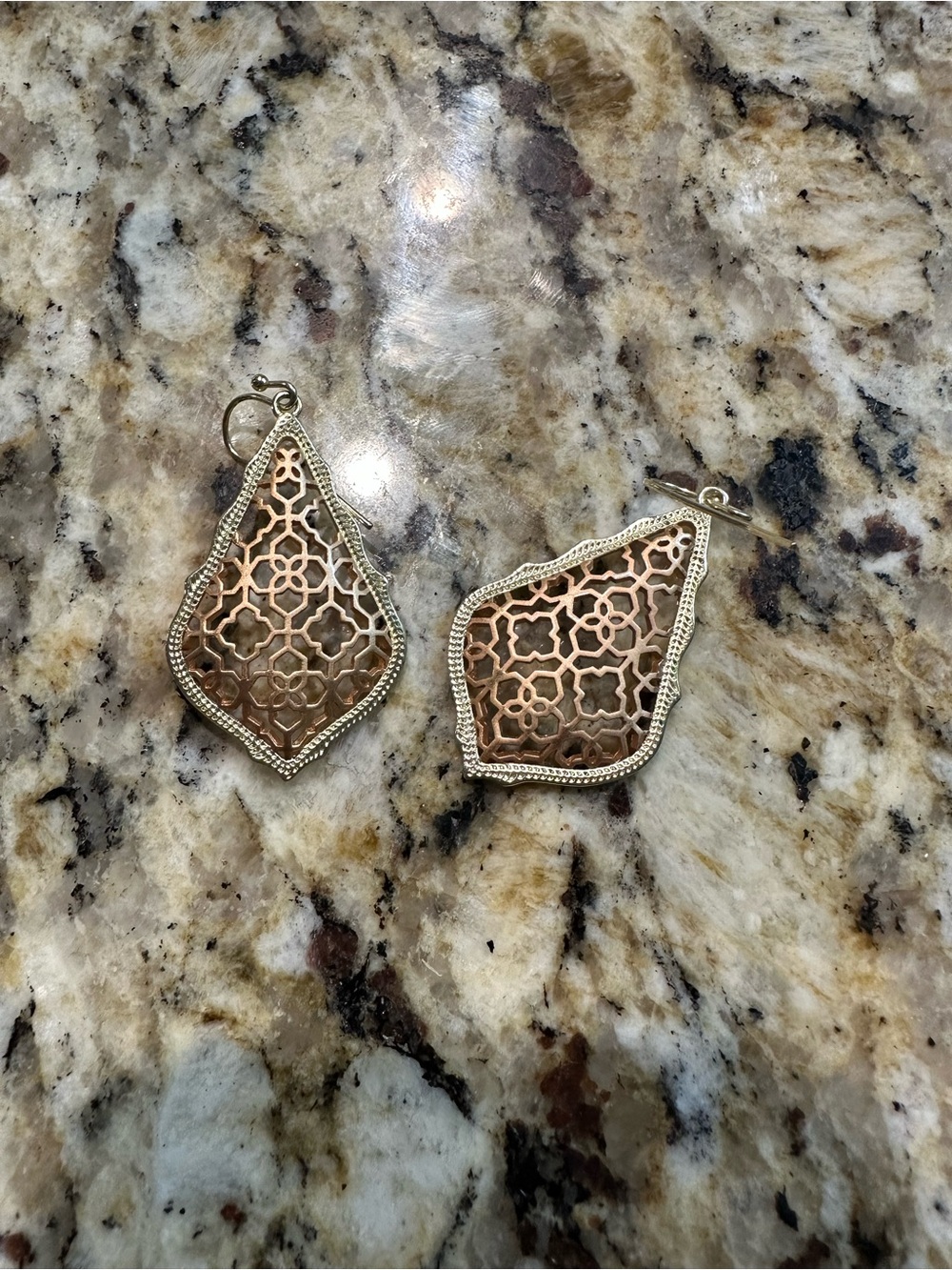 Kendra Scott Two-Tone Filigree Drop Earrings - Gold and Rose Gold